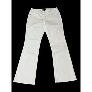 White House Black Market Blanc‎ Floral Embroidered Wide Leg White Jeans Size 8s